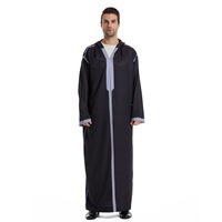 Thobe arabe saoudien à manches longues pour hommes Robe de Ramadan à capuche Coupe ample Robe islamique du Moyen-Orient Caractéristique numérique Long printemps
