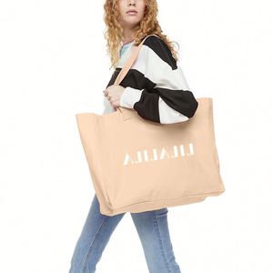 Bolsas de Compras al por Mayor, Orgánicas, Reutilizables, con Diseño Personalizado, Bolsa de Lona de Algodón con Impresión, Bolsa de Compras para la Playa con Logotipo - Product Image 4