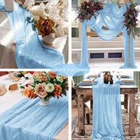 Taplak Meja Kain Kasa Poliester Biru Langit Rustic Kustom, Ramah Lingkungan, untuk Pesta Pernikahan, Resepsi, Natal, dan Rumah