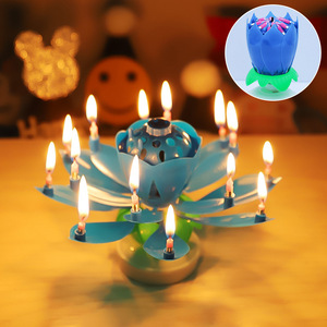 Vela <span class=keywords><strong>Musical</strong></span> Creativa Romántica con Forma de Flor de Loto de MOYI, Vela Giratoria que Canta para Pastel de Cumpleaños - Product Image 4