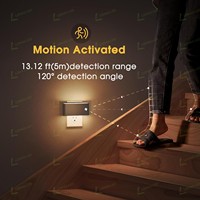 Veilleuse à détecteur de mouvement LOHAS PIR, à brancher, noire, 3000K, à intensité variable, pour escaliers, couloir, salle de bain