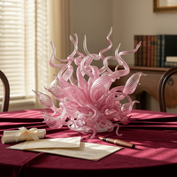 Lampe en verre soufflé de Murano coloré, sculpture florale artistique européenne bleu clair attrayante, sur mesure, pour table de hall d'hôtel moderne