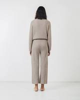 Ensemble pull tricoté personnalisé en pure laine et cachemire pour femmes, vêtements de détente décontractés Slim Fit pour l'hiver avec logo sur le devant