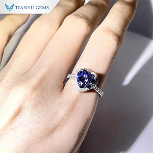Anelli di Gioielleria alla Moda Tianyu Gems <span class=keywords><strong>con</strong></span> Moissanite <span class=keywords><strong>Blu</strong></span> Scuro Taglio a <span class=keywords><strong>Cuore</strong></span> 9*9mm 3ct in Argento S925 Placcato Oro Bianco 18k - Product Image 6