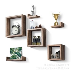 Solid Wood Wall Mounted Floating <b>Shelf</b> Rectangle Durable Storage <b>Rack</b> For Bathroom Living Room - Product Image 3