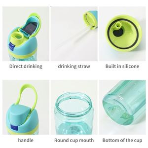 Botella de agua de plástico portátil de 750 ml (25 oz) con doble boquilla y pajita extraíble, apta para alimentos, ideal para deportes al aire libre. - Product Image 6