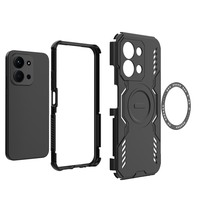 Pour Xiaomi Redmi 15C/Poco C71/A5/NOTE 15 étui de téléphone portable magnétique conception de trou PC + TPU Airbag housse antichoc étui de téléphone portable