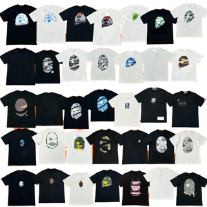 เสื้อยืดผู้ชาย Bathing Ape ผ้าฝ้าย 100% คอกลม แขนสั้น สตรีทแวร์ ลำลอง ทรงหลวม สีเทา สีฟ้า สีแดง สีชมพู สีกรมท่า - Product Image 5