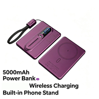Batterie externe ultra-fine TFT à écran couleur 5000 mAh, charge rapide PD 22,5 W, chargeur portable en métal avec support et batterie Li-Polymère