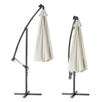 3M Extérieur Jardin Rond Banane Cantilever Parasol Suspendu LED Patio Parapluie café parapluies