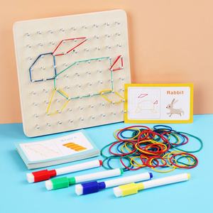 Juguetes Montessori de madera, tablero de clavijas, juego de mesa para niños con bandas de goma, forma de rompecabezas de madera a juego, tablero de dibujo de uñas de madera - Product Image 2
