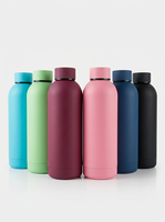 Botol Air Vakum Isolasi Stainless Steel Ramah Lingkungan 500ml dengan Tutup dan Pegangan Bambu Bebas BPA Anti Bocor untuk Perjalanan