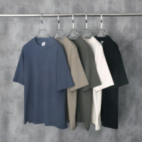 T-shirts surdimensionnés à épaules tombantes en coton épais à motif léopard gaufré, personnalisables pour hommes