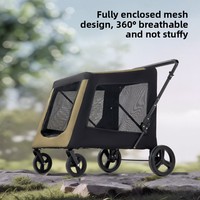 Poussette pliable pour animaux de compagnie de taille moyenne à grande, légère, 4 roues, transporteur pour chien et chat, voyage en plein air, écologique