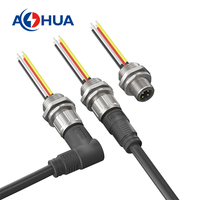 AOHUA personnalisé 12Pin droit/coude/panneau métal M12 connecteur de capteur moulé 24AWG câble PVC pour LED