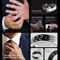 Anneau lumineux intelligent OEM avec télécommande, réveil, surveillance de la santé, suivi sportif, fréquence cardiaque, suivi du sommeil, oxymètre étanche IP68, écran OLED
