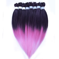 Extensions de cheveux synthétiques pré-étirées de 26 pouces, 90 grammes, noir, rose, bleu, violet, fibre à basse température, pré-étirées pour le tressage