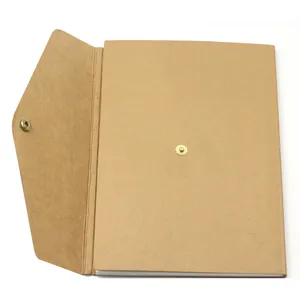 Craft Paper Notebook Shaped as Envelop Journal with Snap Button Closusre Diary Folder with Pocket