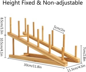 Égouttoir à vaisselle en bois écologique transformable en support de livres ou porte-tasses, idéal pour le comptoir de <span class=keywords><strong>cuisine</strong></span> et les petits appartements - Product Image 2