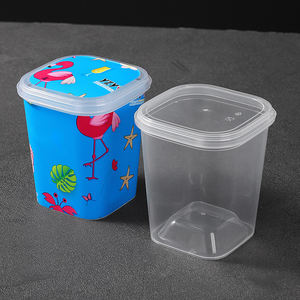 แก้วพลาสติกใสแบบใช้แล้วทิ้งทรงสี่เหลี่ยมสำหรับมูส พุดดิ้ง และของหวาน ทนความร้อนสูง พร้อมฝาปิด - Product Image 2