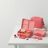 Nouvel ensemble de boîtes à lunch en plastique anti-fuite, sans BPA, écologiques, OEM, toutes en un, avec pot alimentaire pour adultes et enfants