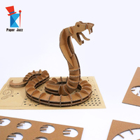 Modèle de cobra en carton ondulé 3D non peint, kit de construction de serpent éducatif intelligent à assembler soi-même, papier kraft jazz