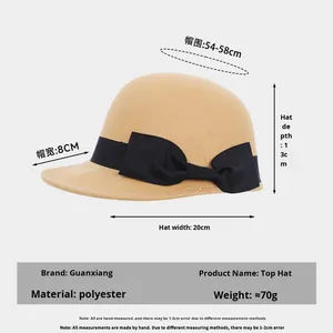 New Autumn Winter Riding <b>Hat</b> <b>for</b> Women Fashion Bowknot New Retro Felt <b>Hat</b> - Product Image 3