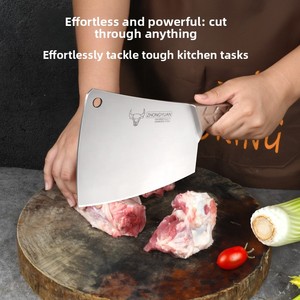 Cuchillo de Cocina de Metal Resistente para Cortar <span class=keywords><strong>Huesos</strong></span> Grandes de Res, para Uso Doméstico y Hotelero, Pulido y con Funda - Product Image 4