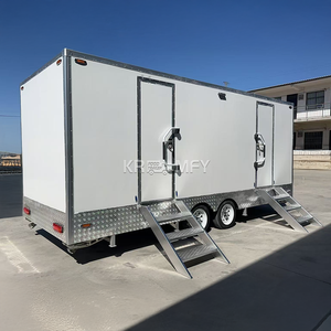 Toilettes mobiles de luxe entièrement équipées, 2 cabines, salle de bain portable à double porte, remorque WC pour appartement, bureau, immeuble - Product Image 6