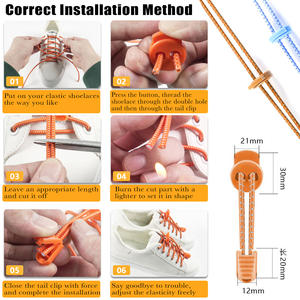 WEGOODZF Lacets de chaussures de sport décontractés de haute qualité Boucle en plastique polyester élastique Bouton de commutation Accessoire <span class=keywords><strong>Presse</strong></span> sans attache en métal - Product Image 4