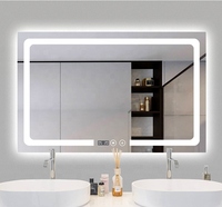 Miroir mural lumineux rectangulaire personnalisé avec LED pour salon de coiffure d'hôtel, salle de bain, douche, miroir intelligent avec lumière LED, interrupteur à capteur tactile