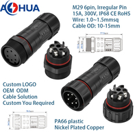 Conector de Alimentación Impermeable IP68 de 6 Pines, 15A, 1.0mm², 1.5mm², Conector de Cable Eléctrico