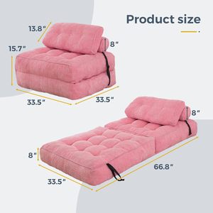 Duy Nhất Gấp Sofa Giường Chuyển Đổi Ngủ Ghế Gối Có Thể Gập Lại Nệm Trở Lại Hỗ Trợ Xách Tay Cho Phòng Khách - Product Image 5