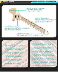 ประแจปรับระดับได้ ยี่ห้อ Hongdingtai เกรดอุตสาหกรรม ทำจากอะลูมิเนียมบรอนซ์ ป้องกันการระเบิด ขนาด 600 มม. ไม่เกิดประกายไฟ ไม่เป็นแม่เหล็ก - Product Image 6