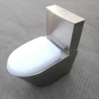 HONGDEC 304 toilette commerciale en acier inoxydable toilette de caravane toilette monobloc à économie d'eau à haute efficacité