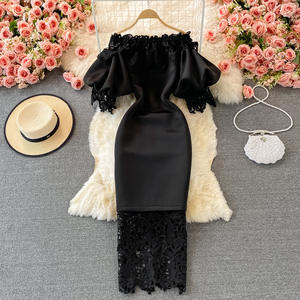 Ocstrade 2023 Nuovo <span class=keywords><strong>Abito</strong></span> Elegante Rosso Aderente con Scollo a Barchetta, <span class=keywords><strong>Senza</strong></span> <span class=keywords><strong>Spalline</strong></span>, in Pizzo, con Maniche a Lanterna, Lunghezza <span class=keywords><strong>Midi</strong></span>, per Donna - Product Image 5