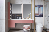 Grand évier double moderne pour salle de bain ensemble de vanité rose et blanc LED miroir de vanité armoires étanche pour appartement et hôtel nous