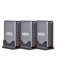 Cargador de Escritorio GaN de 268W con 3 Puertos USB C, Estación de Carga Rápida de 8 Puertos, 100W PD, 5 Puertos USB-C, 3 Puertos USB-A, Adaptador de Corriente para Laptop y Escritorio