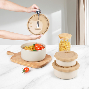 Contenants de stockage en silicone de qualité alimentaire, modernes, minimalistes, personnalisables, avec compartiments divisés, étanches à l'humidité, compatibles lave-vaisselle - Product Image 1