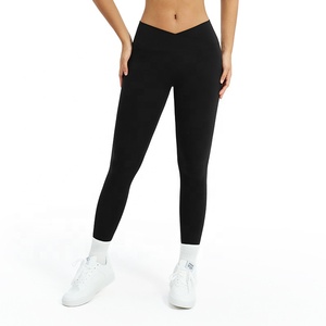 Leggings de yoga anti-bactériens taille haute pour femme, effet push-up, en Spandex/Nylon, couleur unie, contrôle du ventre, longueur cheville - Product Image 1