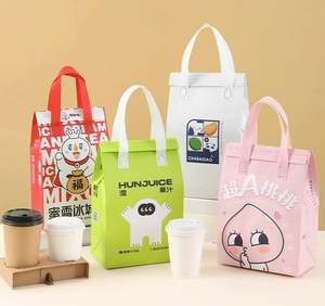 Mochila Ecológica para Entrega de Alimentos, con Logotipo Personalizado, Reciclable, Aislada, Negra, de Polipropileno No Tejido, con Asa Larga, para Pasteles, Sándwiches y Pan - Product Image 1