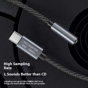 32Bit ตัวแปลงสัญญาณดิจิทัล384กิโลเฮิรตซ์อะแดปเตอร์หูฟัง DAC USB Type C ถึง3.5มม. <span class=keywords><strong>แจ็</strong></span><span class=keywords><strong>ค</strong></span>หูฟังอะแดปเตอร์เสียง HIFI - Product Image 4
