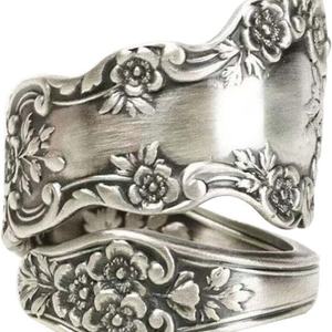 925 Sterling Silver Adjustable <b>Spoon</b> <b>Ring</b> With Oxidized Finish Featuring Diamond and Pearl Fine Jewelry Gifts for Women - Product Image 1