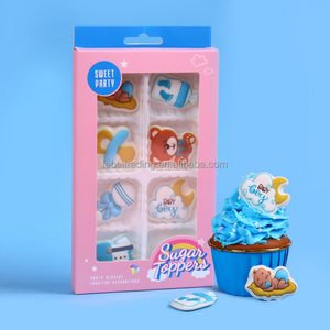 Decoración Comestible para Pastel de Revelación de Género, Ropa de Bebé Azul, Decoración de Azúcar, Decoraciones Comestibles de Glaseado Real para Fiesta de Baby Shower - Product Image 1