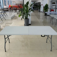 Table pliante extérieure portable Table de jardin pliable Tables et chaises en plastique blanc de 6 pieds pour les événements Party Mesa Plegables