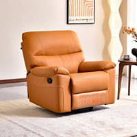 Fauteuils pivotants manuels de luxe modernes pour salon, canapé individuel relaxant, fauteuil à bascule paresseux pour chambre à coucher, confort en cuir véritable et bois