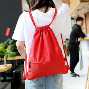 <b>Large</b> Capacity Nylon Waterproof Zipper Drawstring Backpack Outdoor Sport Fitness Storage <b>Bag</b> Thick Rope Polyester Ball <b>Bag</b> - Product Image 4