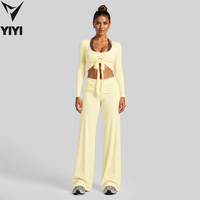 Ensembles de sport pour femmes, mode color block, pantalon de survêtement à jambe large et taille haute, pour gym, yoga, course à pied et fitness, personnalisables
