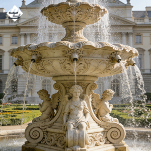 Fontaine d'eau sculptée à la main en marbre de luxe, grande taille, en pierre naturelle de haute qualité, pour hôtel, lac, parc, complexe hôtelier, villa - Product Image 5