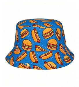 Sombrero de Pescador con Estampado de Comida de Dibujos Animados al por Mayor, Gorra de Sol Personalizada para Verano y Playa con Logotipo Personalizado - Product Image 5